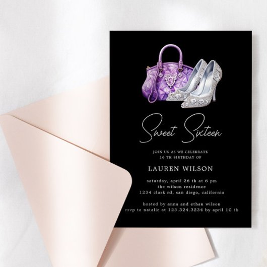 Invitation Parties scintillant de diamants violets Sweet sixt