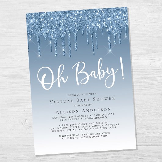 Invitation Parties scintillant de douche virtuelle Oh Baby Bo