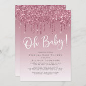 Invitation Parties scintillant de douche virtuelle Oh Baby Gi (Devant / Derrière)