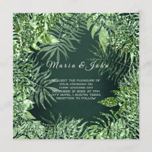 Invitation Parties scintillant de feuilles tropicales Mint ve