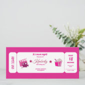 Invitation parties scintillant de fille rose mignonne (Debout devant)