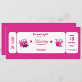 Invitation parties scintillant de fille rose mignonne (Devant / Derrière)