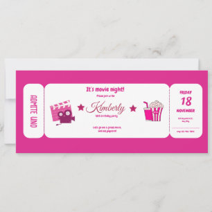 Invitation parties scintillant de fille rose mignonne