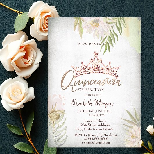 Invitation Parties scintillant de fleurs Boho Couronne Quince