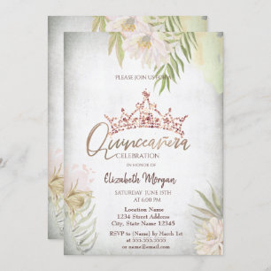 Invitation Parties scintillant de fleurs Boho Couronne Quince