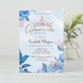 Invitation Parties scintillant de fleurs chic Roses Couronne  (Debout devant)