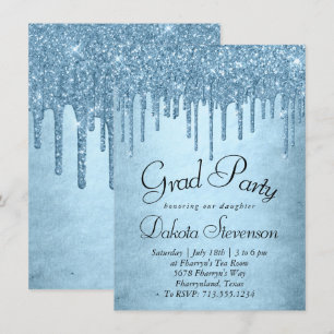 Invitation Parties scintillant de glace à goutte   Graduation