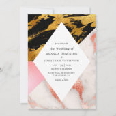 Invitation Parties scintillant de Glam Faux Mariage en marbre (Devant)