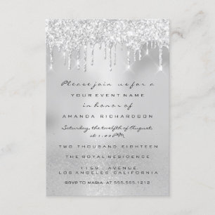 Invitation Parties scintillant de glam gouttes gris Silver Br