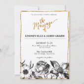 Invitation Parties scintillant de glam Noir et blanc Mariage (Devant)