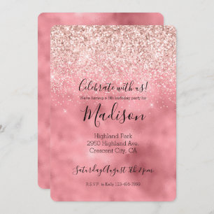 Invitation Parties scintillant de Glam Sparkle, fille rose