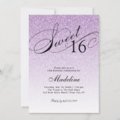 Invitation Parties scintillant de glam violet clair sucré 16 (Devant)