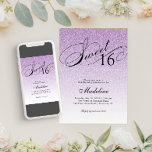 Invitation Parties scintillant de glam violet clair sucré 16<br><div class="desc">Cette belle invitation comporte une parties scintillant faux violet et votre texte personnalisé. Utilisez le formulaire modèle pour ajouter vos informations. Modifiez la police ou ajoutez du texte à l'aide de la fonction Personnaliser It.</div>