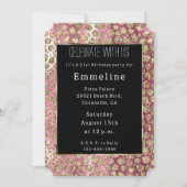 Invitation Parties scintillant de glamme noir Ombre rose léop (Devant)
