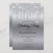 Invitation Parties scintillant de goutte Argent Personnalisé (Devant / Derrière)
