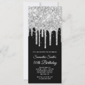 Invitation Parties scintillant de goutte d'argent Noir 50e an (Devant)