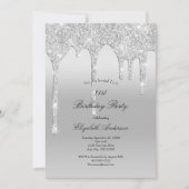 Invitation Parties scintillant de goutte Silver Glam Bling 21 (Devant)
