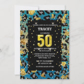 Invitation Parties scintillant de jungle empreinte de léopard (Devant)