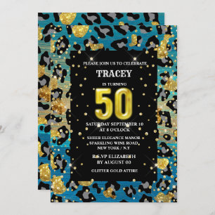 Invitation Parties scintillant de jungle empreinte de léopard