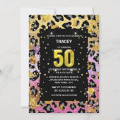 Invitation Parties scintillant de jungle empreinte de léopard (Devant)