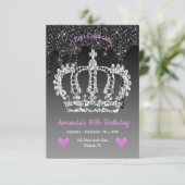 Invitation Parties scintillant de la Couronne et de la goutte (Debout devant)