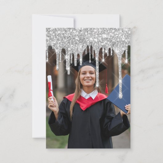 Invitation Parties scintillant de la fête des diplômés Silver (Dos)