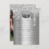 Invitation Parties scintillant de la fête des diplômés Silver (Devant / Derrière)