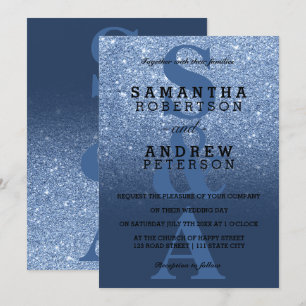 Invitation Parties scintillant de la marine bleu pivoine ombr