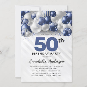 Invitation Parties scintillant de la Marine Blue Silver Ballo