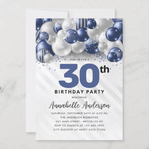 Invitation Parties scintillant de la Marine Blue Silver Ballo