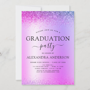 Invitation Parties scintillant de la partie de graduation Pur