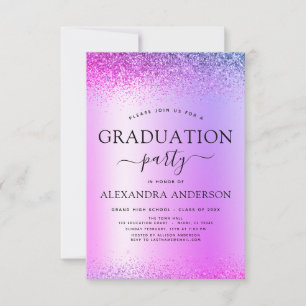 Invitation Parties scintillant de la partie de graduation Pur