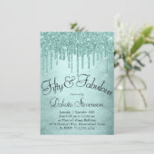 Invitation Parties scintillant de la pointe de dérive | Aqua  (Debout devant)