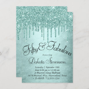 Invitation Parties scintillant de la pointe de dérive   Aqua 