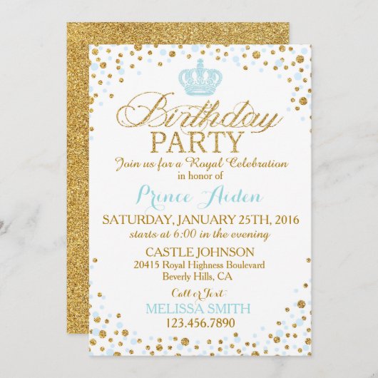 Invitation Parties scintillant de la princesse Sparkle Blue a (Devant / Derrière)