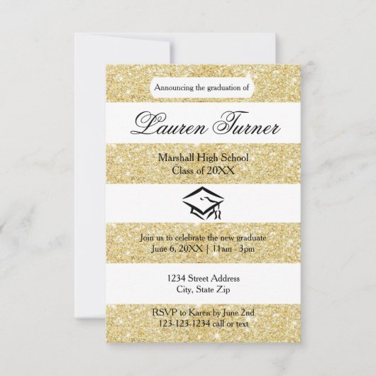 Invitation Parties scintillant de l'or Faux - 3x5 Grad Faire- (Devant)