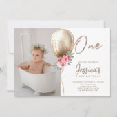 Invitation Parties scintillant de luxe Balloon photo premier (Devant)