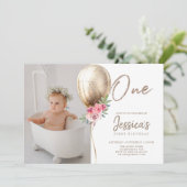 Invitation Parties scintillant de luxe Balloon photo premier (Debout devant)