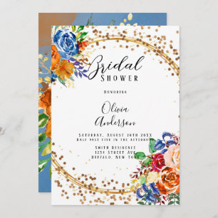 Invitation Parties scintillant de luxe Blue Orange Fête des m