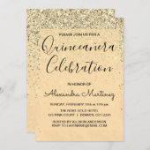 Invitation Parties scintillant de luxe Gold Girl Sparkle Quin (Devant / Derrière)