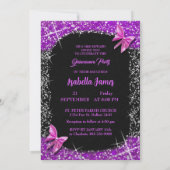Invitation parties scintillant de luxe noir rose violet papil (Dos)