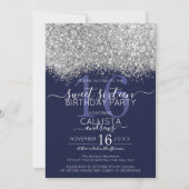 Invitation Parties scintillant de luxe Silver Navy Confetti S (Devant)