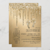 Invitation Parties scintillant de luxe Sparkly Gold Drivers B (Devant / Derrière)