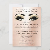 Invitation Parties scintillant de maquillage d'or Rose bleu 1 (Devant)