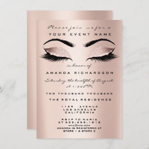 Invitation Parties scintillant de maquillage rose pâle aux ye
