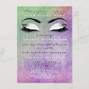 Invitation Parties scintillant de maquillage violet blanc 16e
