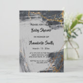 Invitation Parties scintillant de marbre Baby shower géométri (Debout devant)