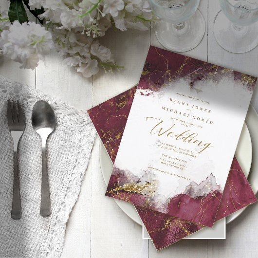 Invitation Parties scintillant de marbre Mariage Bourgogne Go