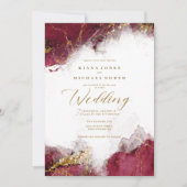 Invitation Parties scintillant de marbre Mariage Bourgogne Go (Devant)