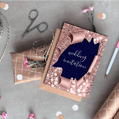 Invitation Parties scintillant de Mariage d'or Rose Blue Navy